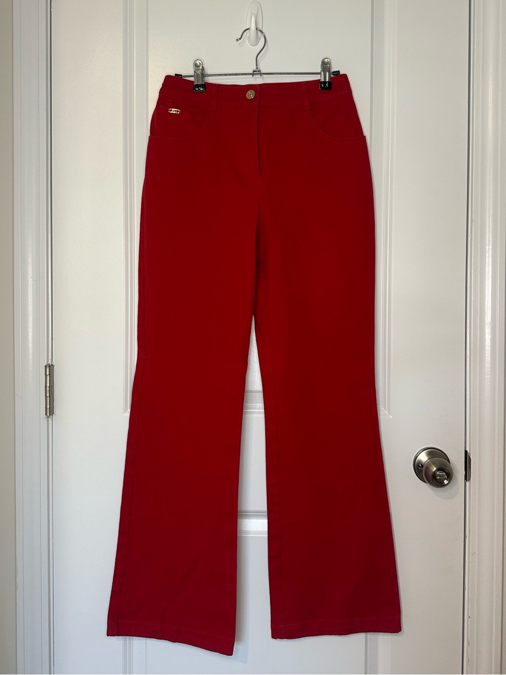 St. John Vibrant Red Bootcut Flare Pants
